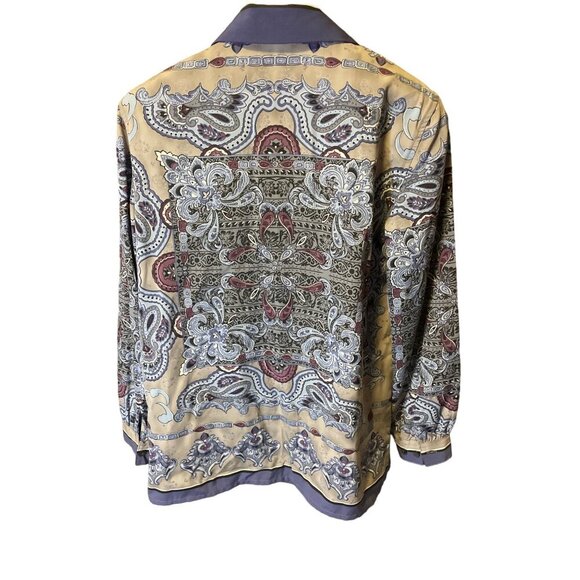 Vintage Allison Daley Long Sleeve Button Up Decorative Print Blouse SZ 10 - Picture 2 of 7